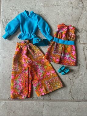 1970 Barbie #1792 Mood Matchers complete belt shoes palazzo pants blouse mini dr